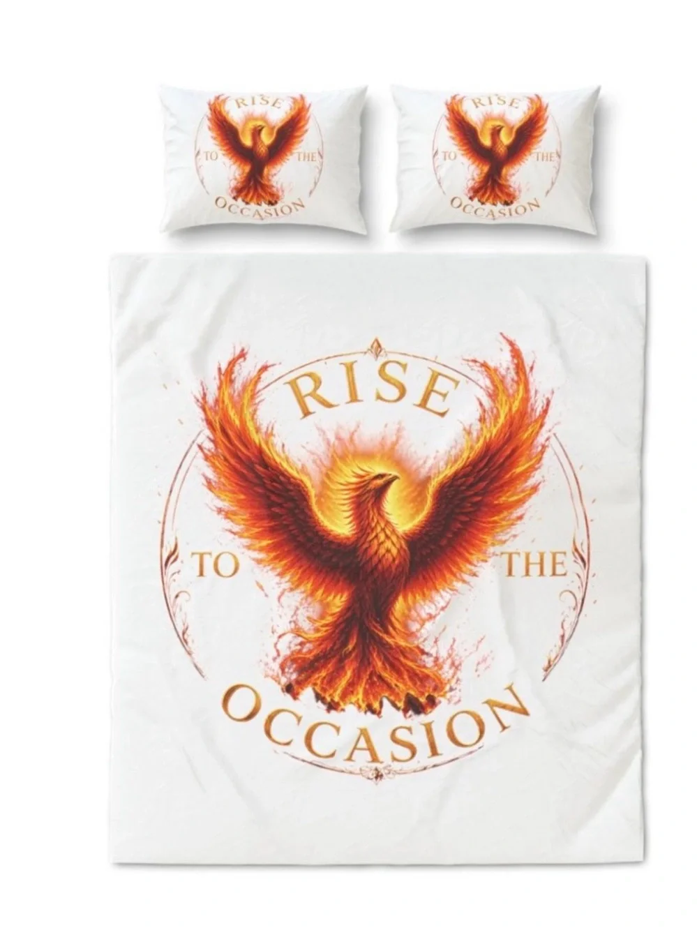 Rise to the Occasion Phoenix Duvet Cover Set - White and Orange